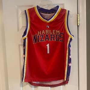 Harlem Wizards red, purple, and yellow basketball jersey size AS